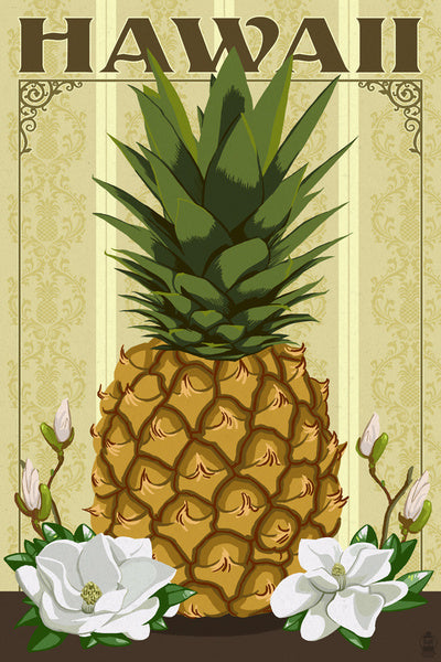 Hawaii - Colonial Pineapple - Lantern Press Postcard