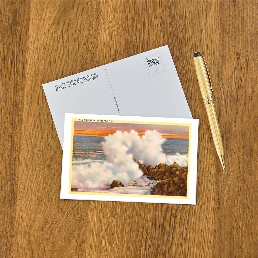 Giant Breakers On the Pacific, California - Found Image postcard