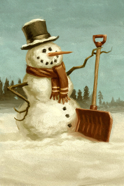 Snowman - Christmas Oil Painting - Lantern Press Postcard