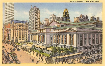 Public Library, New York City - Found Image postcard