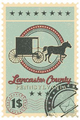 Lancaster, Pennsylvania - Horse and Buggy Stamp - Lantern Press Postcard