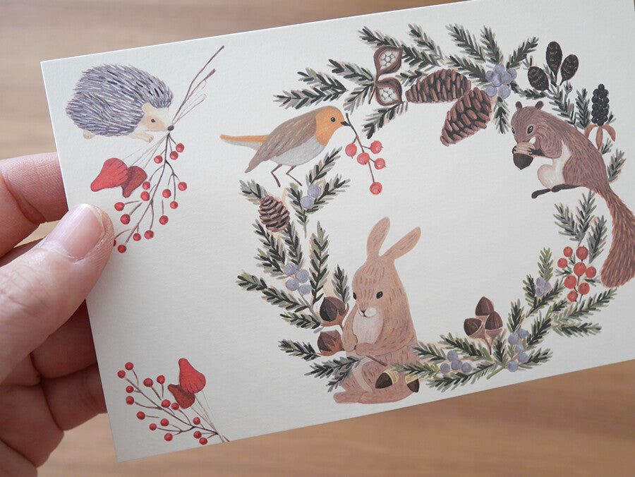 Rabbit wreath making - 4Legs postcards