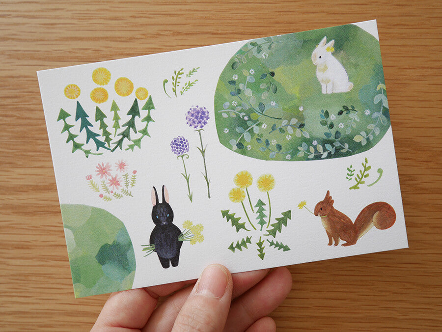 White Rabbit Postcard White Rabbit and Black Rabbit - 4Legs postcards – Ouchiku Studio