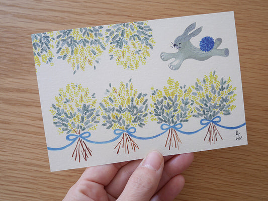 Mimosa and rabbit - 4Legs postcards