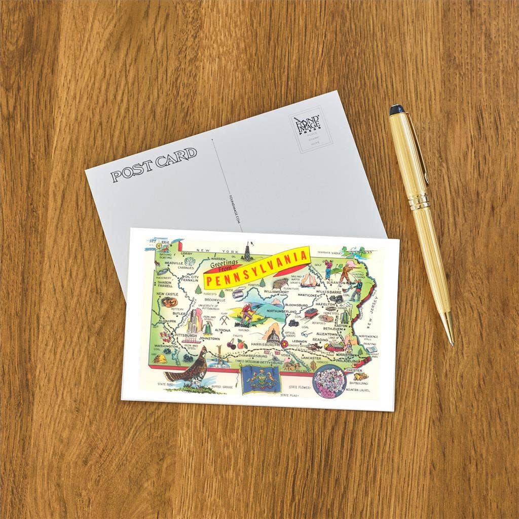Map of Pennsylvania - Found Image postcard