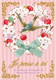 Cherry Blossom Swallow Gold Embossing - Heart Art Collection