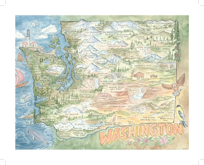 Washington State Map - Hiker Booty Postcard