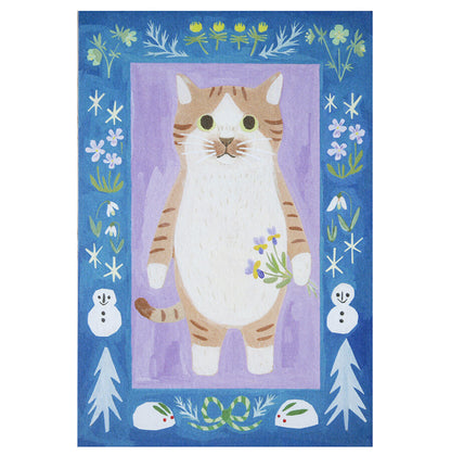 Brown-and-white sock cat - Cat in a picture book series- 4Legs postcards