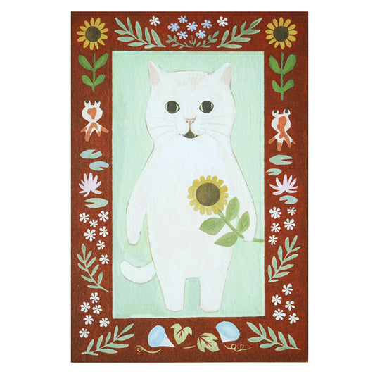 White cat - Cat in a picture book series- 4Legs postcards