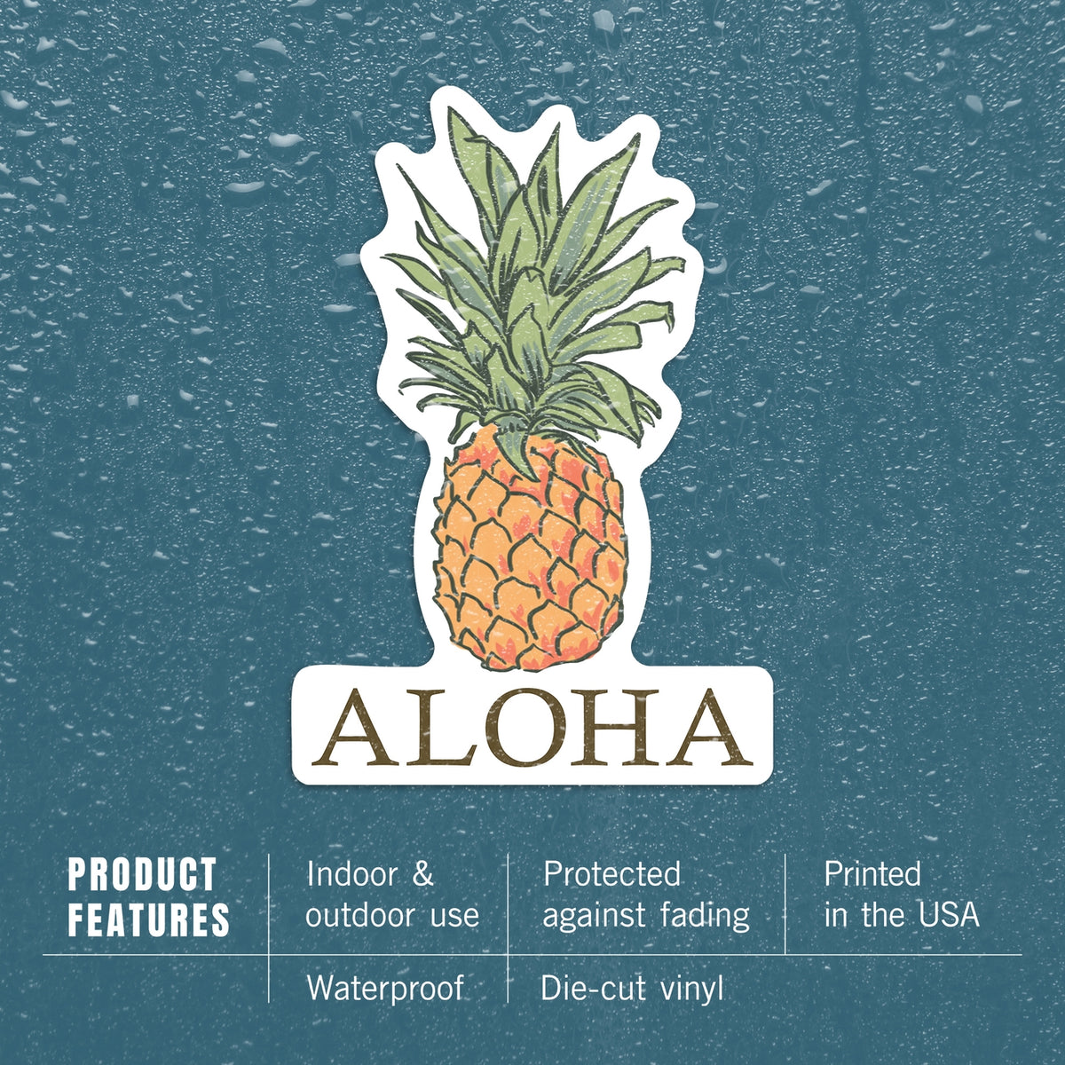 Aloha, Pineapple, Icon - vinyl sticker - Lantern Press