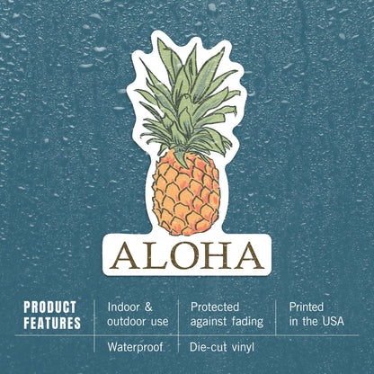 Aloha, Pineapple, Icon - vinyl sticker - Lantern Press