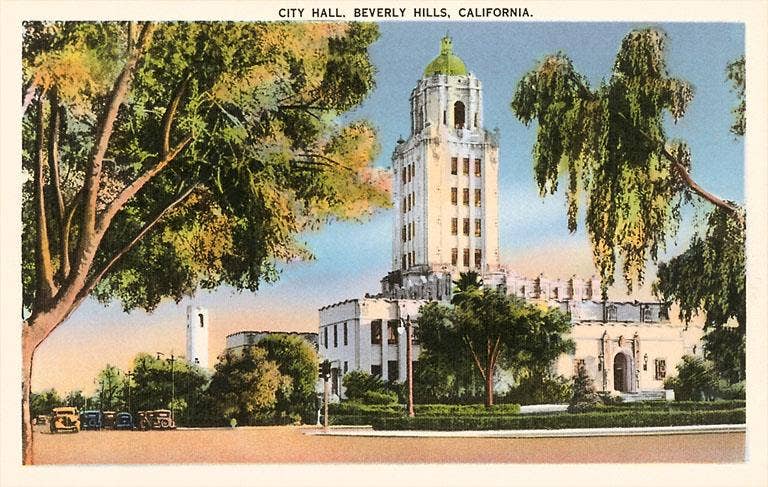 City Hall, Beverly Hills - Found Image postcard