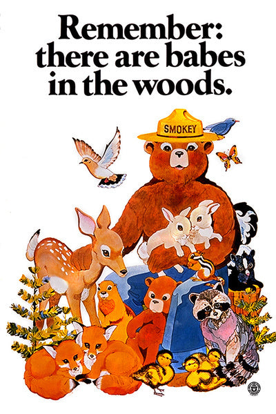 Smokey Bear - Babes in the Woods - Lantern Press Postcard