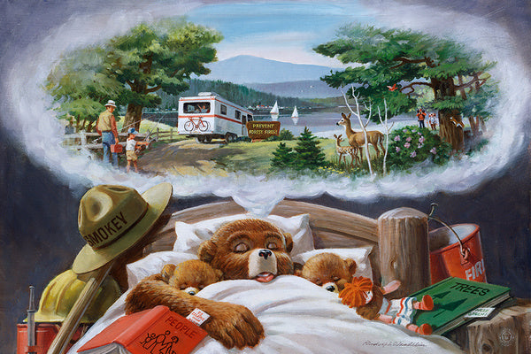 Smokey Bear - In Bed Dreaming - Lantern Press Postcard