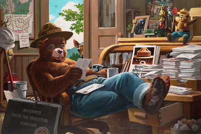 Smokey Bear - Reading Mail - Lantern Press Postcard