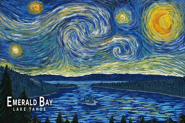 Emerald Bay State Park, California - Starry Night - Lantern Press Postcard