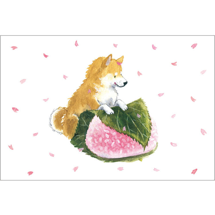 Shiba Inu and Sakura Mochi - Natsuka Murata Postcard