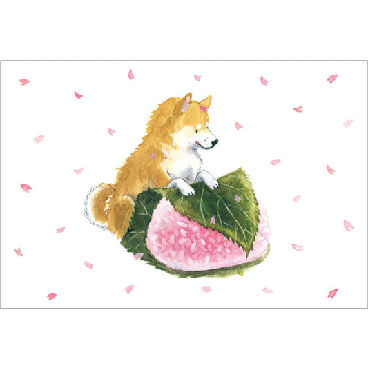 Shiba Inu and Sakura Mochi - Natsuka Murata Postcard