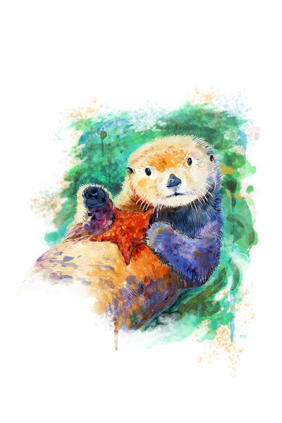 Sea Otter - Watercolor - Lantern Press Postcard