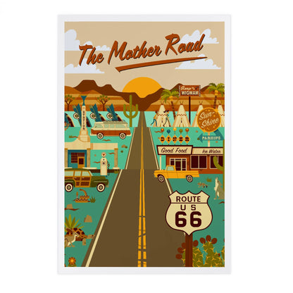 Route 66, Mother Road, Geometric - LanternPress postcard