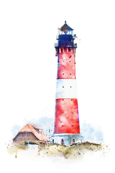 Lighthouse - Watercolor - Lantern Press Postcard