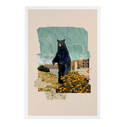 Retro Collage, Black Bear, Beacon - Lantern Press Postcard
