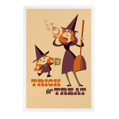 Trick or Treat Mom Kid, Retro Halloween - Lantern Press Postcard