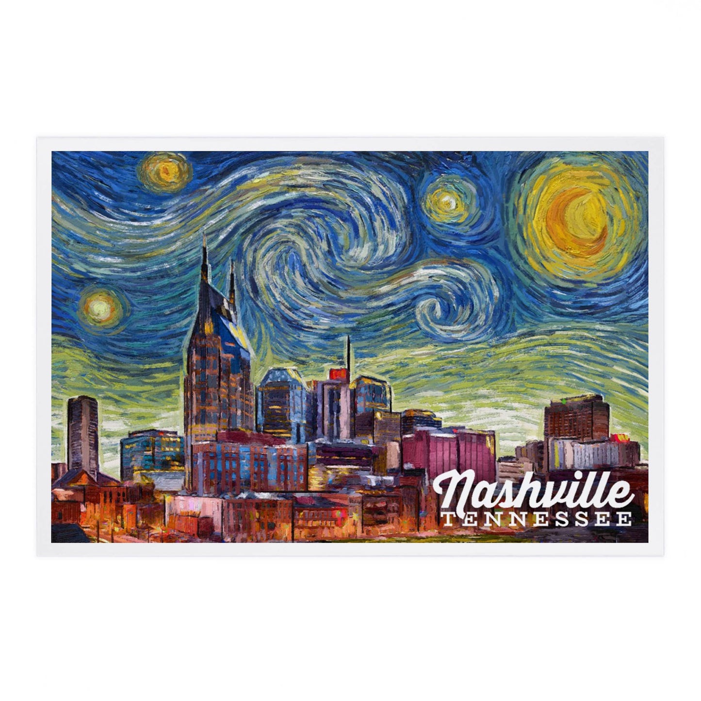 Nashville, Tennessee, Starry Night - Lantern Press Postcard