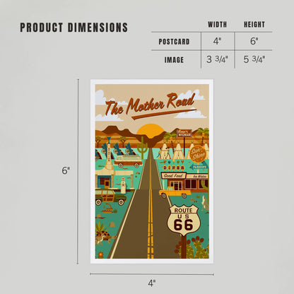 Route 66, Mother Road, Geometric - LanternPress postcard