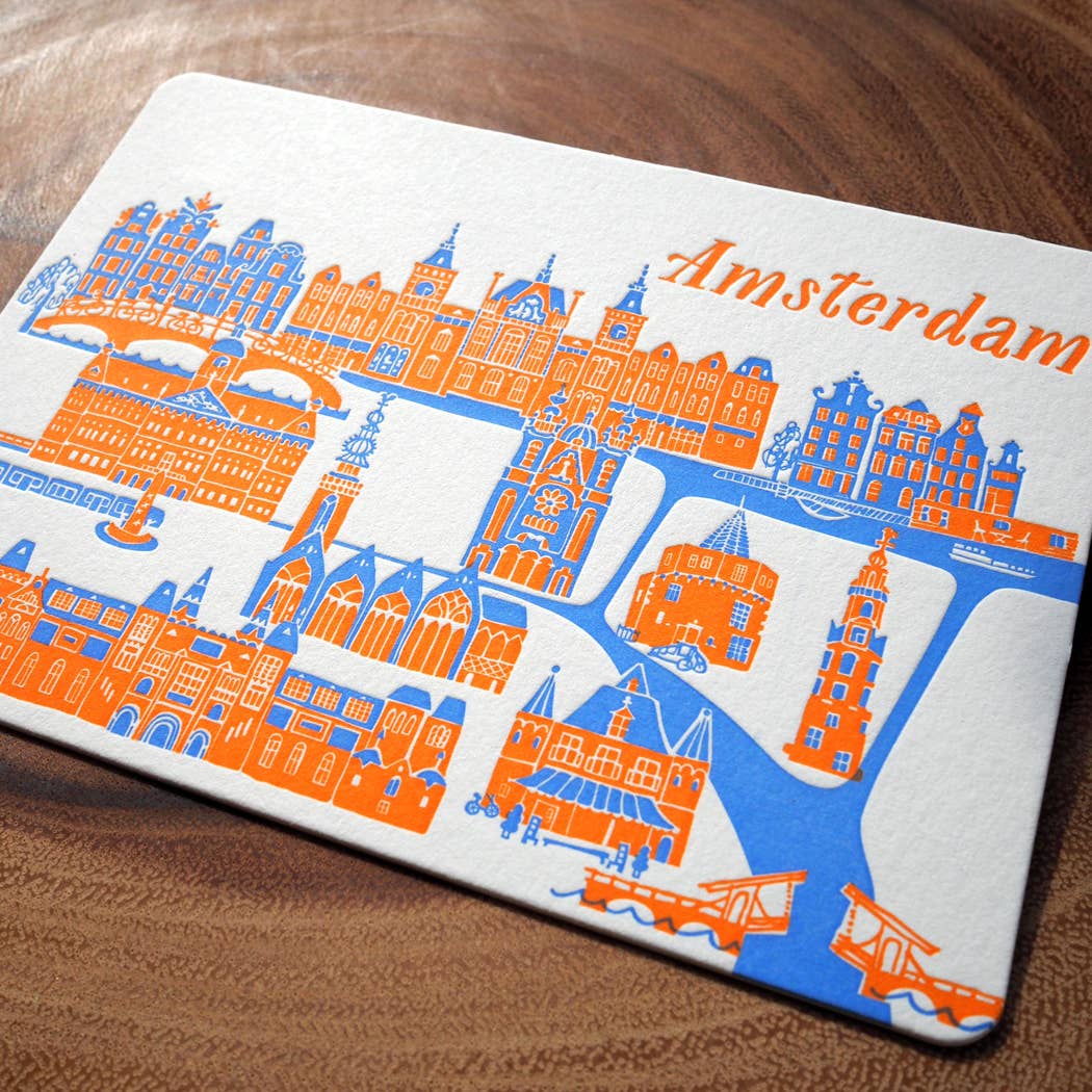 Amsterdam - Letterpress Travel Postcard - Ditto Ditto