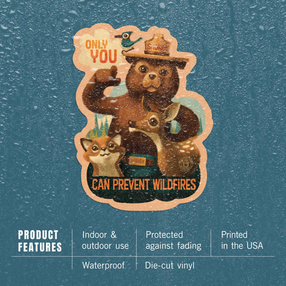 Sticker Smokey Bear, Only You, Oil Painting - vinyl sticker - Lantern Press