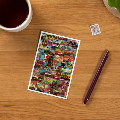 Vintage Park Sticker Collage - Lantern Press Postcard