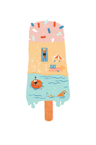 Summer Ice Cream Scene - Lantern Press Postcard