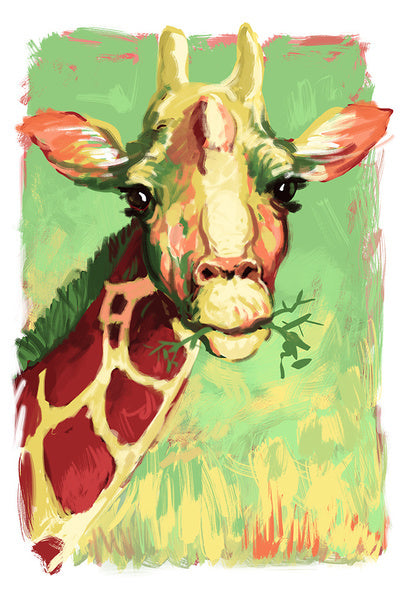 Giraffe - Vivid - Lantern Press Postcard