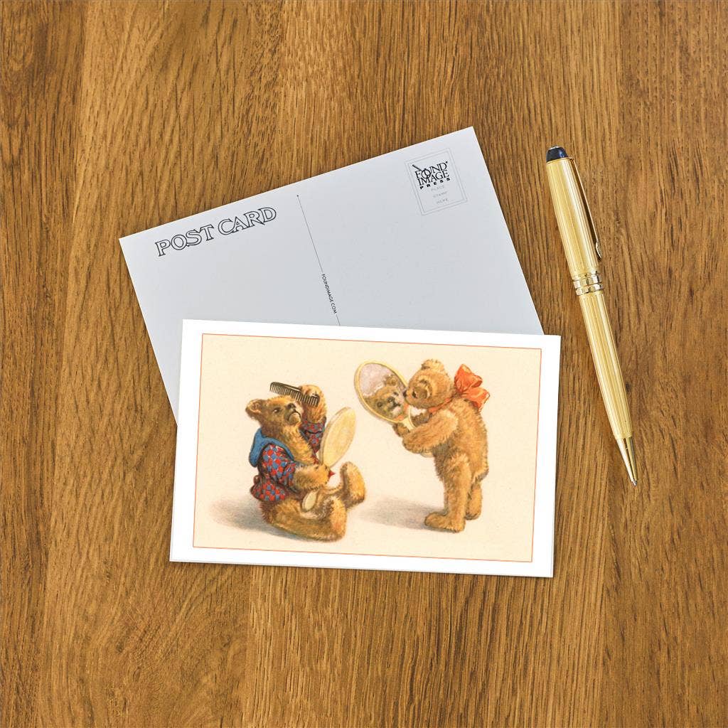 Teddy Bears at Toilette - Found Image postcard