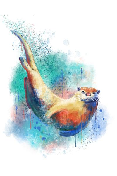 River Otter - Watercolor - Lantern Press Postcard