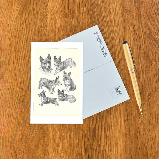 Corgi Portraits - Found Image postcard