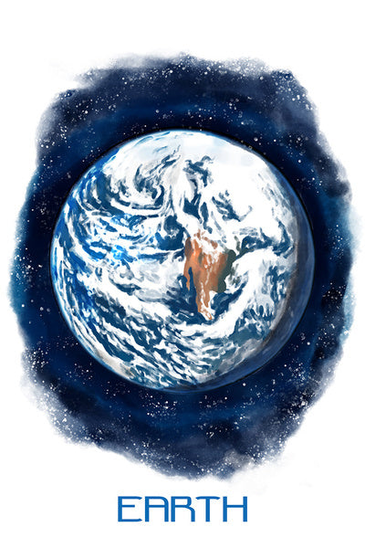 Earth - Watercolor - Lantern Press Postcard