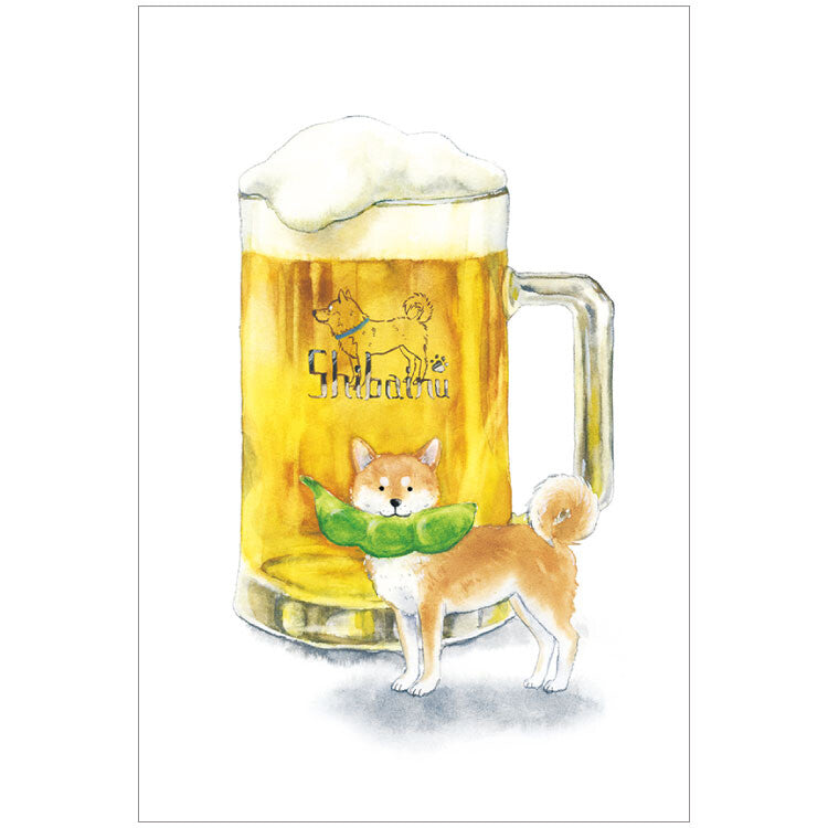 Shiba Inu and Beer - Natsuka Murata Postcard