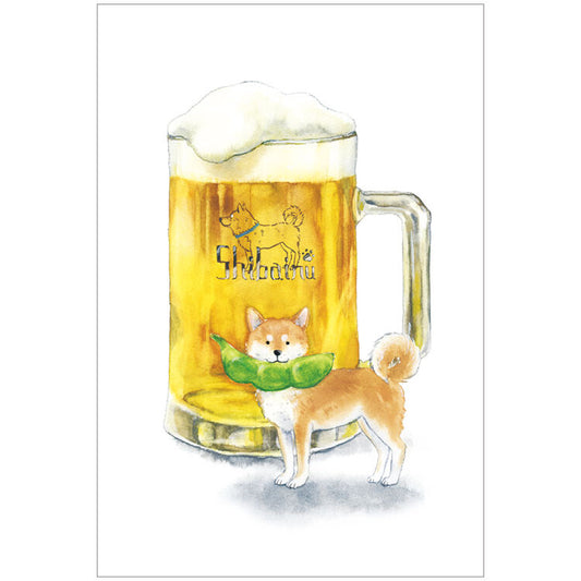 Shiba Inu and Beer - Natsuka Murata Postcard