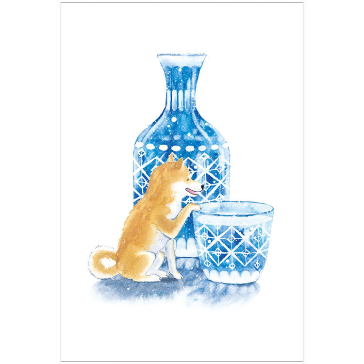 Shiba Inu and Cold Sake - Natsuka Murata Postcard