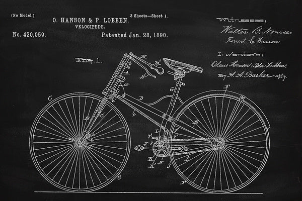 Blackboard Patent - Bicycle 1890 - Lantern Press Postcard