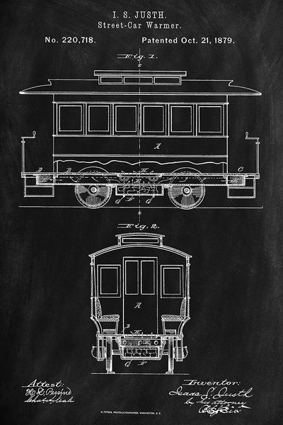 Blackboard Patent - Streetcar - Lantern Press Artwork