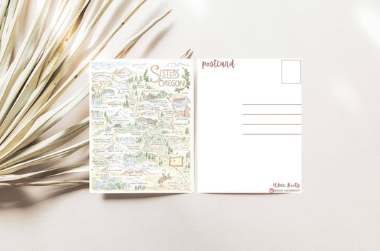 Sisters Oregon Map - Hiker Booty Postcard
