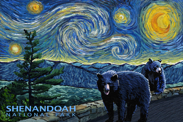 Shenandoah National Park, Virginia - Starry Night National Park Series - Lantern Press Postcard