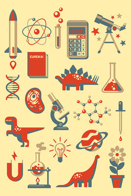 Science Icons - Image Only - Lantern Press Postcard