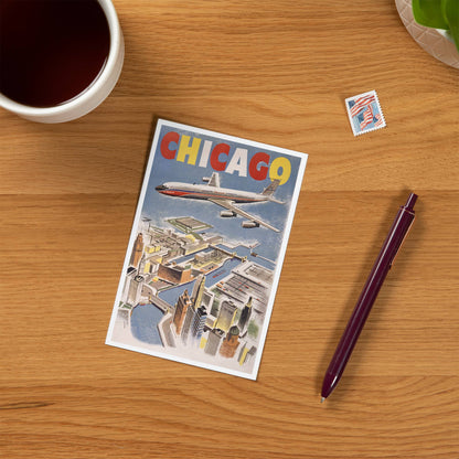 Chicago, Illinois Poster, Chicago By Air - Lantern Press Postcard