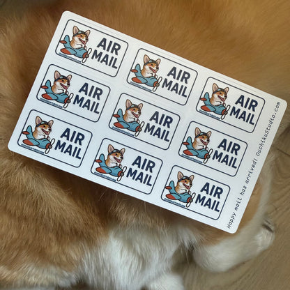 AIR MAIL corgi pilot sticker