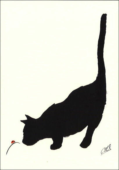 Cat and Ladybug - Claude-Henri Saunier Postcard