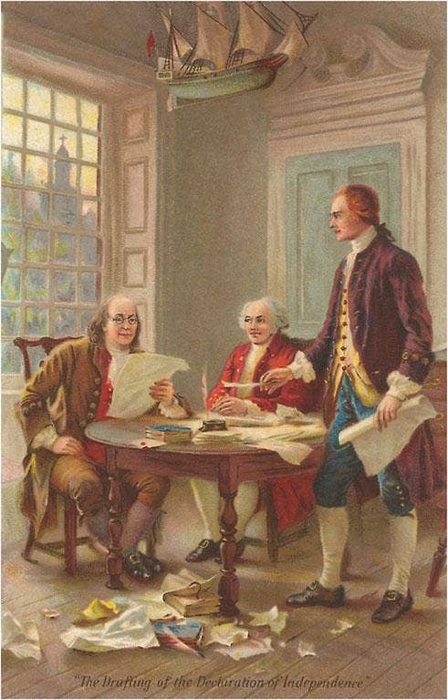 Drafting the Declaration of Independence - Found Image postcard